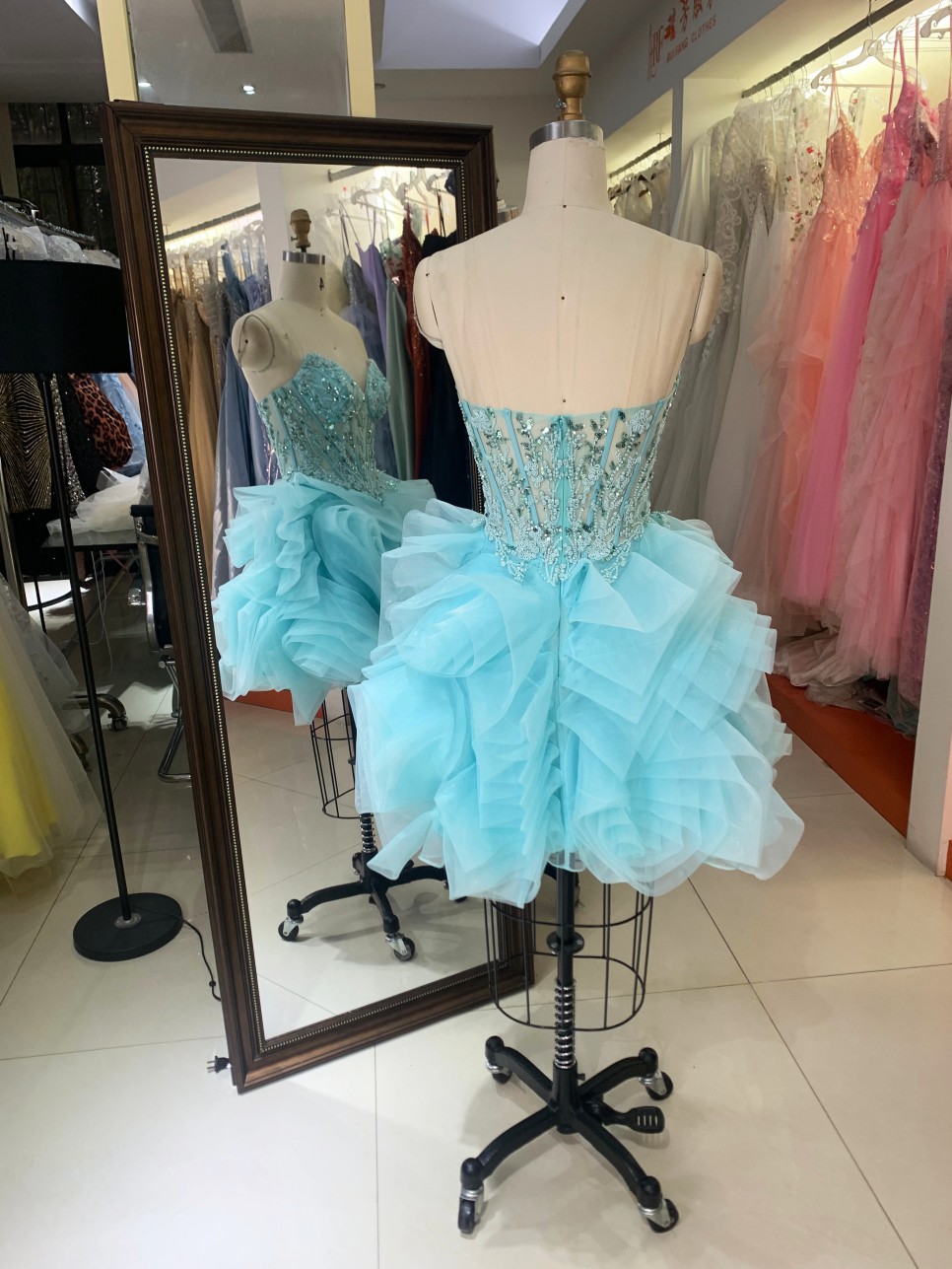 Premium Strapless Sparkly Short Homecoming Dress 3D Ruffle Flower Evening Gown High Quality for Boutique Wholesaler
