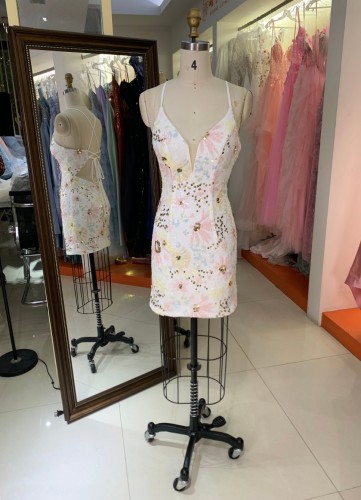 Summer Sweet Square Collar A-Line Midi Dress for Women Empire Floral Hollow Out Dress