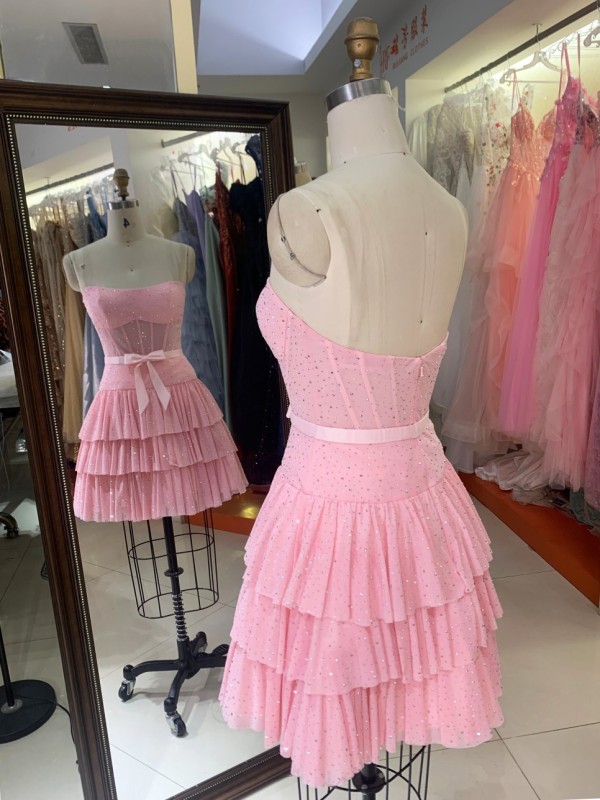 Premium A-Line Rhinestone Short Homecoming Dress Sweetheart Bow Evening Gown High Quality for Boutique Wholesaler