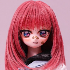 Red shoulder length short hair