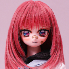 Red shoulder length short hair