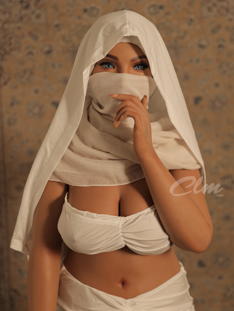 Silicone-sex-doll-Mouna-left-hand-on-mouth