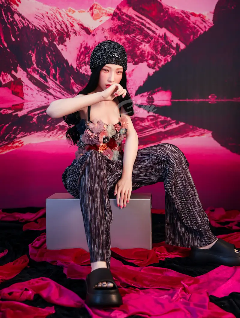 Realistic-sex-doll-Janice-sitting-on-stool-legs-open