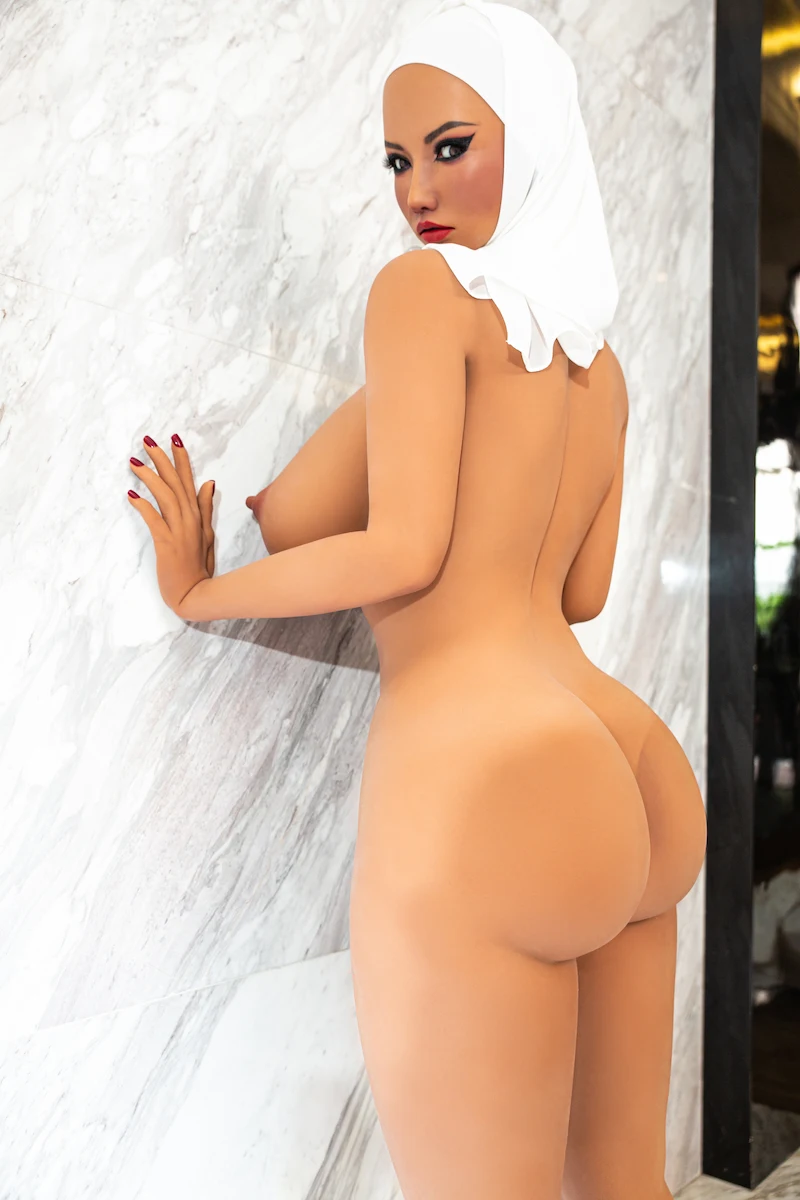 realistic-sex-doll-Fukada-hands-on-wall-back-side-view