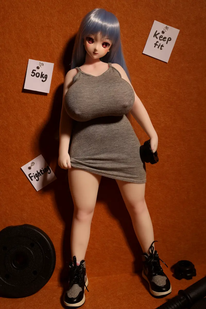 Sexy-mini-sex-doll-youla-holding-weight-plate-j58cm