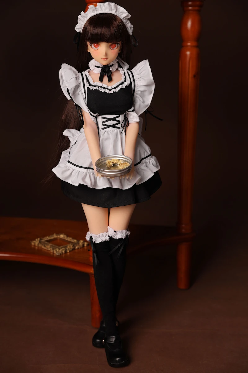 Slim-mini-sex-doll-j60cm-housemaid-holding-plate
