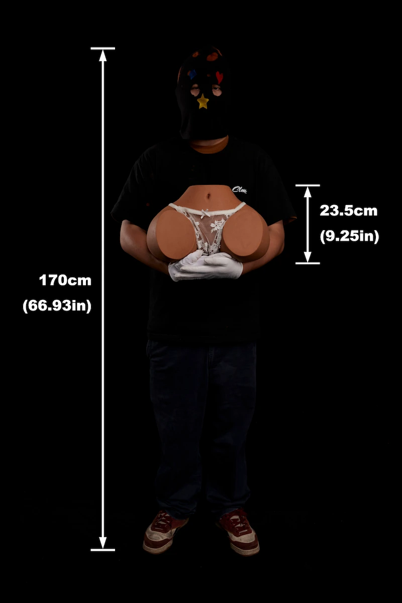 Silicone-sex-butt-torso-rs-6-suntan-size-display-front-view