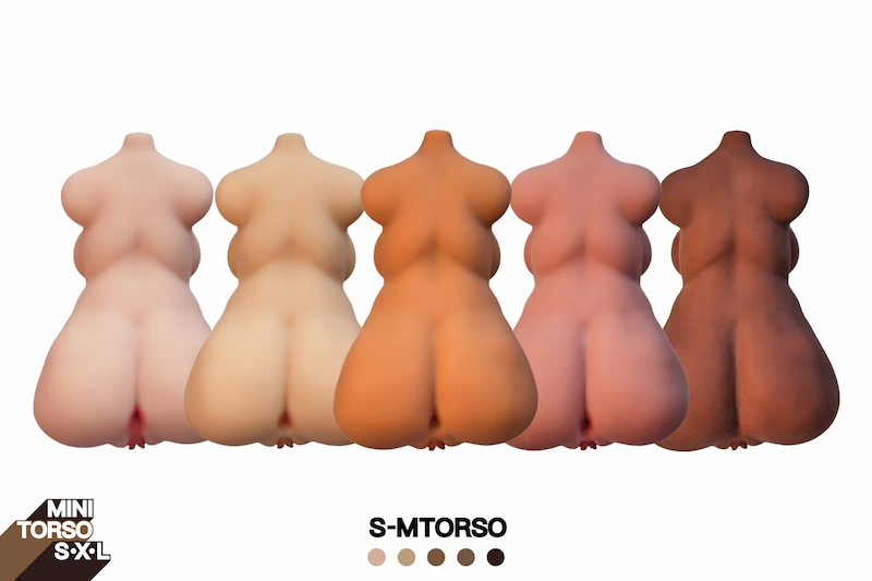 Mini-sex-torso-toy-s-mtorso-five-skin-tones-back-view