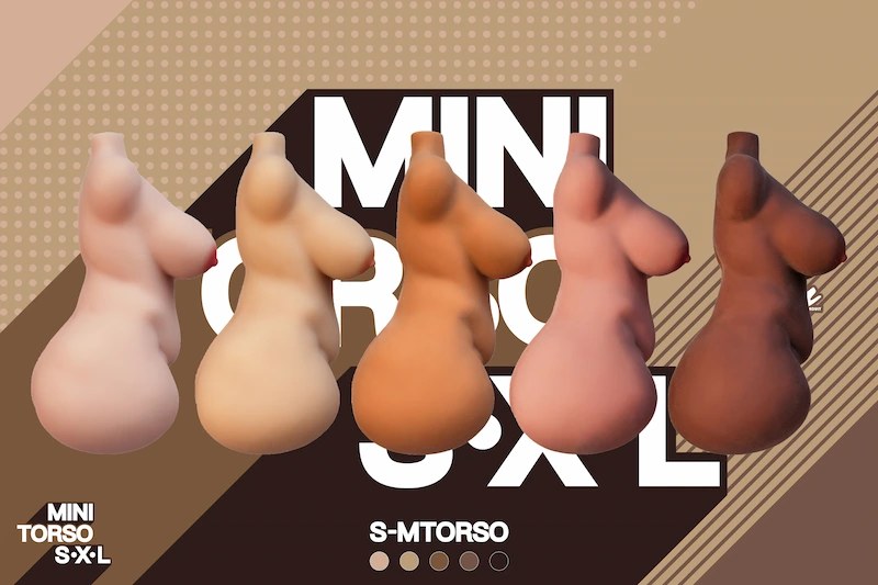 Realistic-sex-torso-s-mtorso-five-skin-tones-side-view-with-background