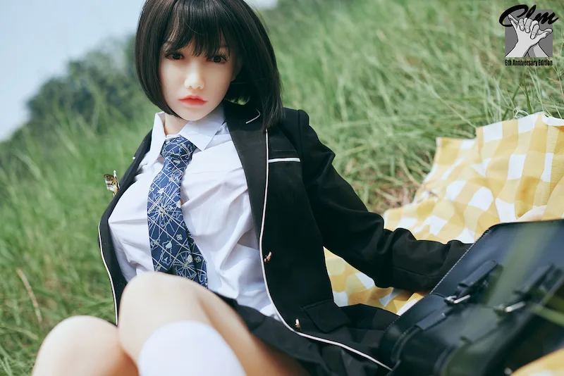 Life-size-sex-doll-ad15892y-fukada-uniform-sitting-lying-on-picnic-blanket