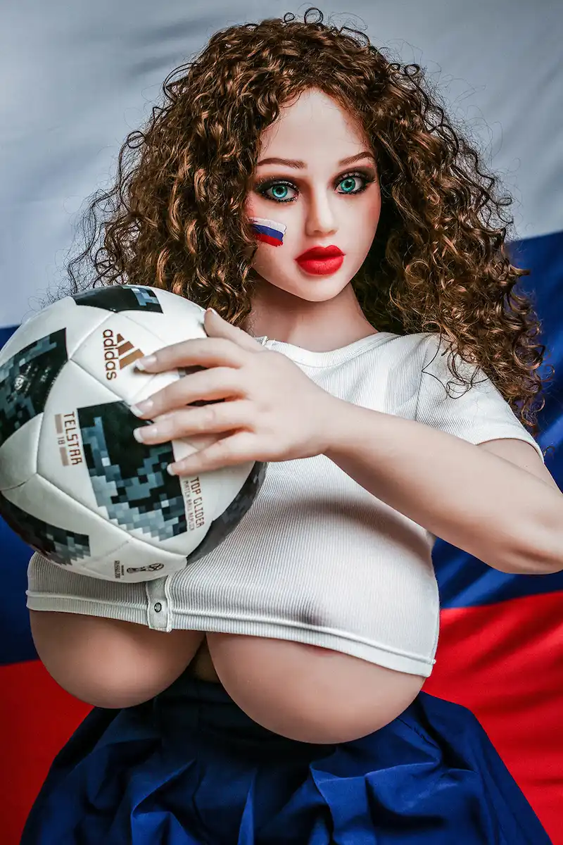 Bbw-sex-doll-135cm-molly-holding-soccer-ball-display