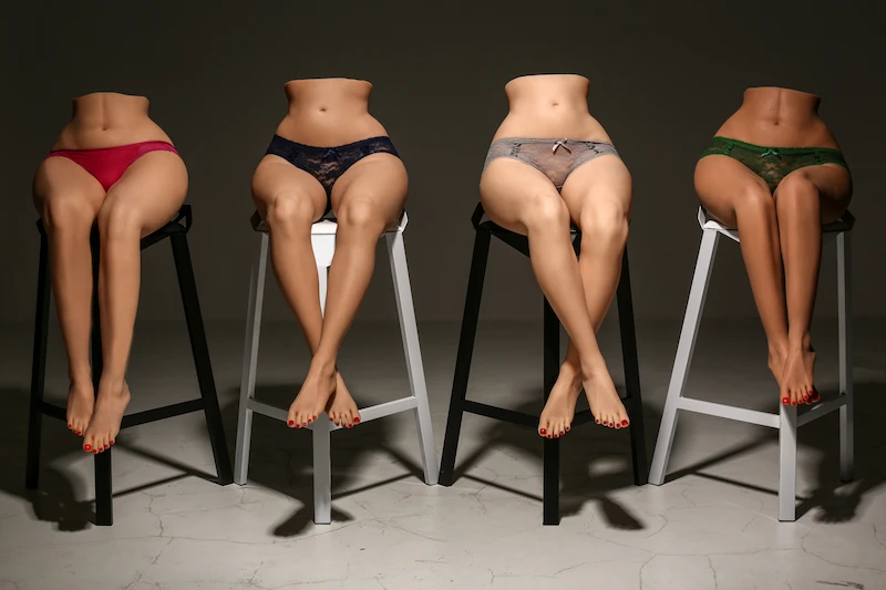 Realistic-sex-torso-155-and-160-legs-seated-on-stool-display