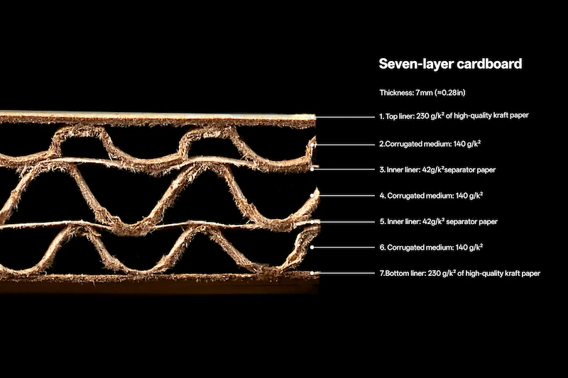 CLMseven-layer-corrugated-composite-carton-thicknessdisplay