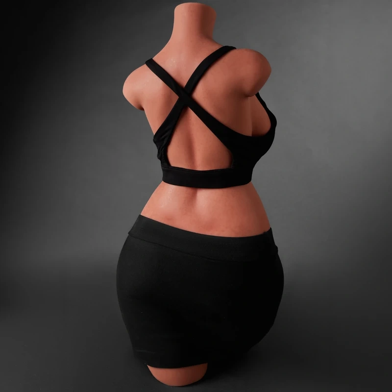 ULW 883# Fiora: This rear-view mid-shot main image showcases a headless, nude half-body torso, emphasizing her defined spinal indentation and exceptionally full, broad, rounded buttocks curves, with healthy-toned skin realistically detailed by fine freckle textures.