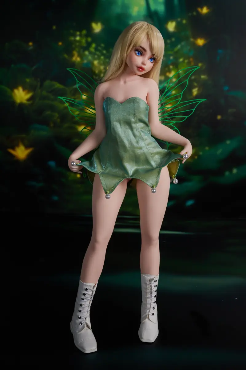 Mini Fairy Fantasy Sex Doll Holly – Cinnamon Skin Full Body Front View Lifting Skirt in Fairy Outfit | CLM Classic