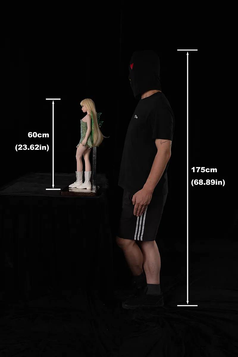 Mini Fairy Fantasy Sex Doll Holly – Height Chart 60cm (23.62in) vs 175cm (68.89in) Human Side View Size Reference | CLM Classic