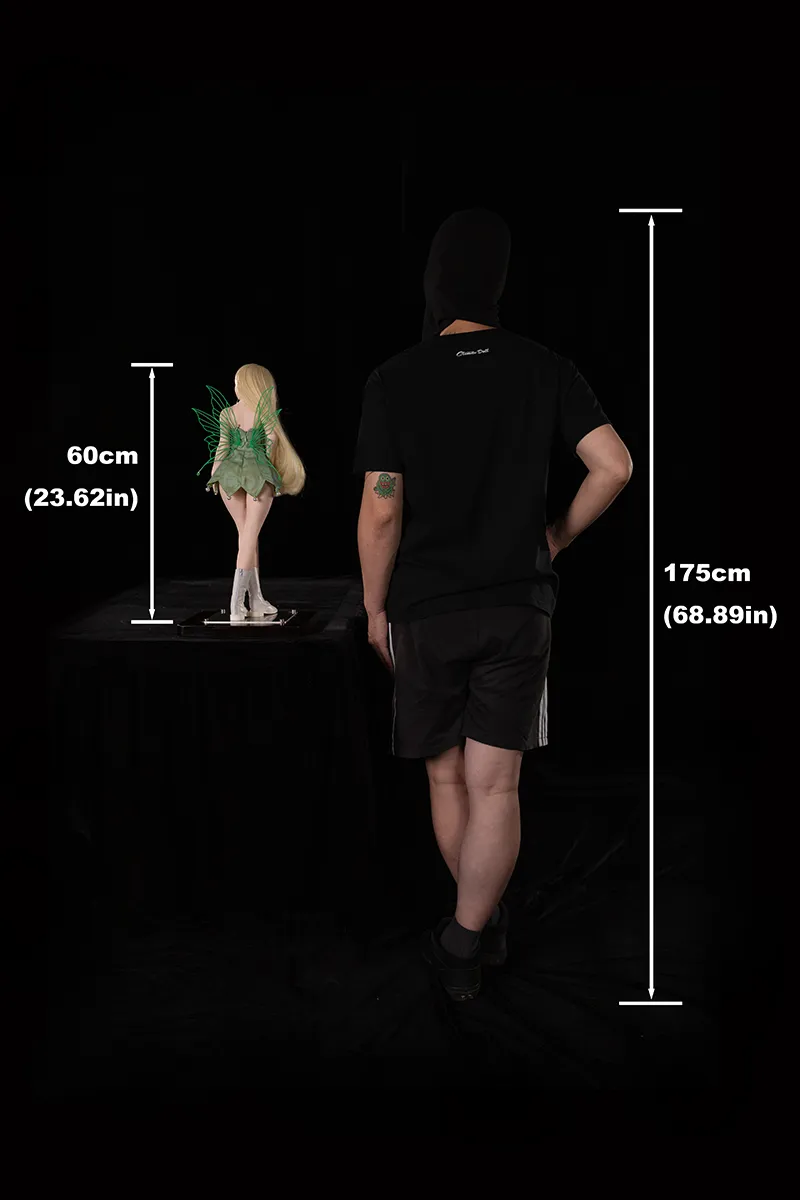 Mini Fairy Fantasy Sex Doll Holly – Height Chart 60cm (23.62in) vs 175cm (68.89in) Human Rear View Size Reference | CLM Classic