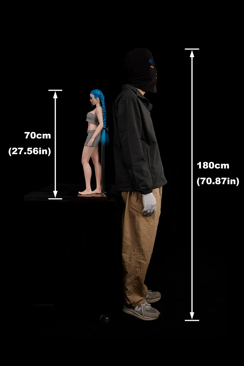 Si70 MO Jetta Mini Sex Doll – Size Comparison Side View, 70cm Doll vs 180cm Person | CLM Classic