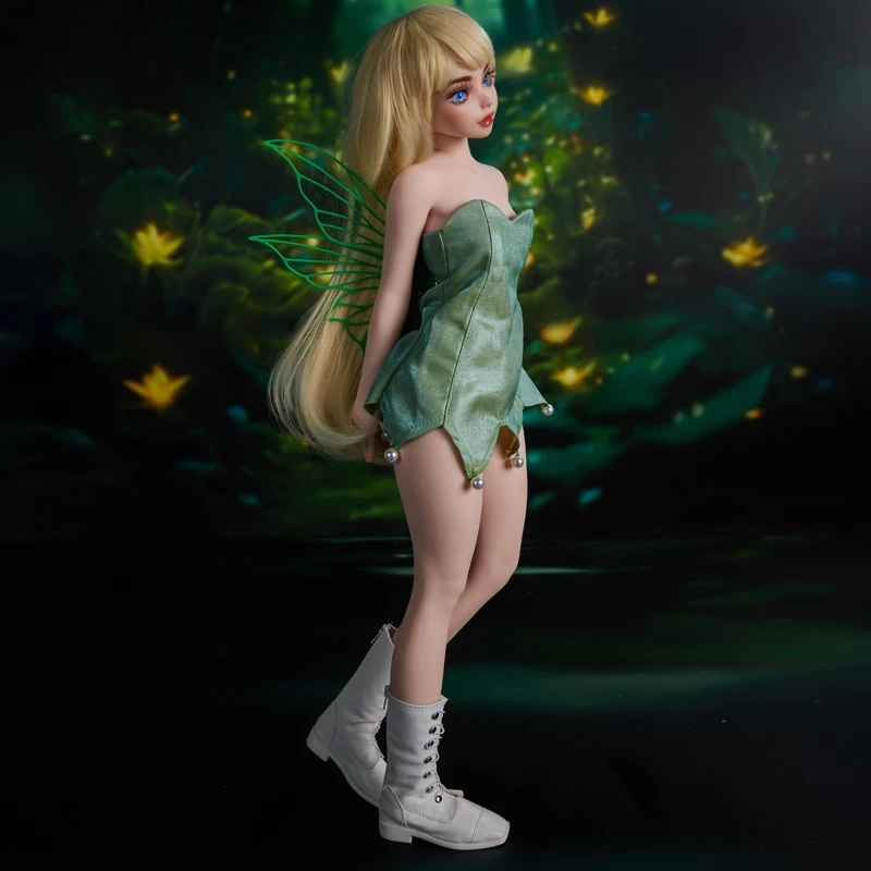 Mini Fairy Fantasy Sex Doll Holly – Side Profile View with Fairy Wings and Long Blonde Hair | CLM Classic