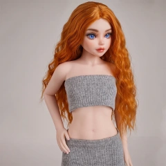 19. Orange-brown middle-parted long curly hair