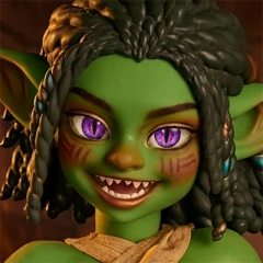 Kaela(Green) Purple Eyes