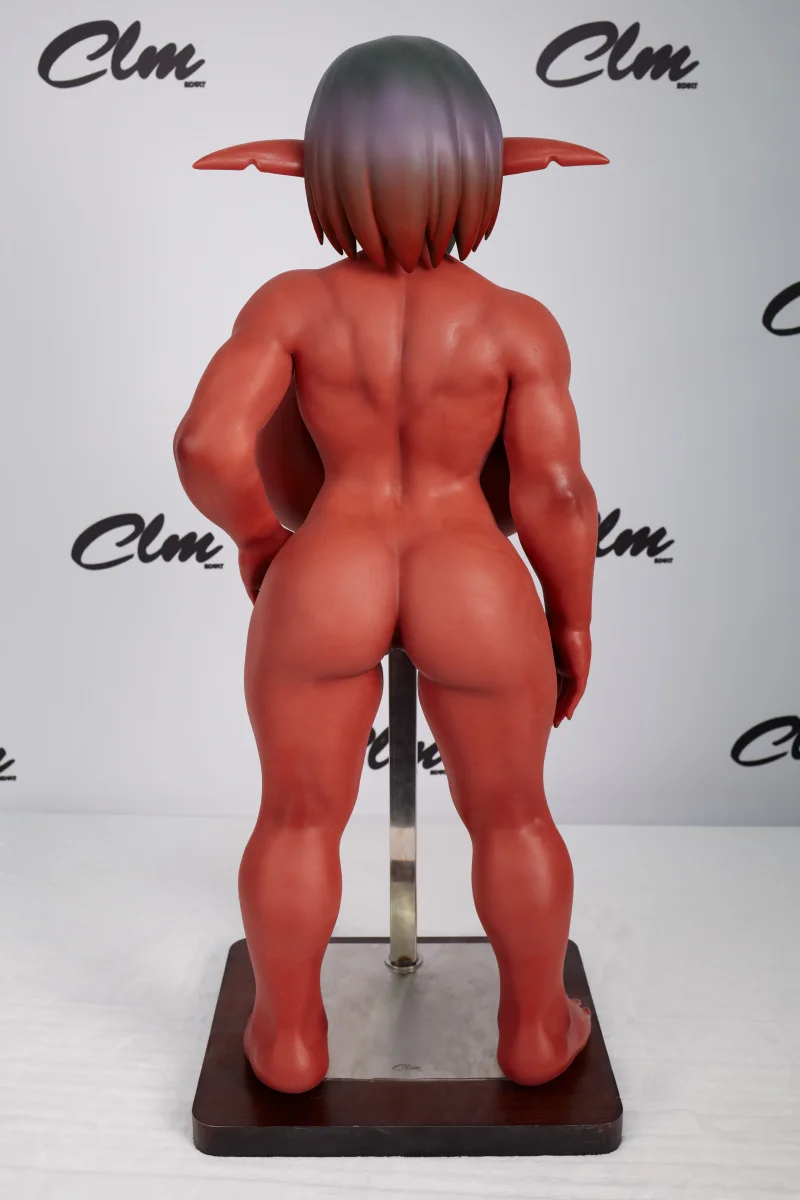 Factory photo of Si70 GB Zarga goblin doll back view on display stand