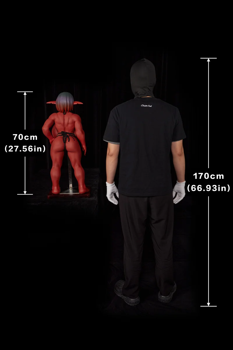 Zarga 70cm goblin doll size comparison with 170cm person, back view