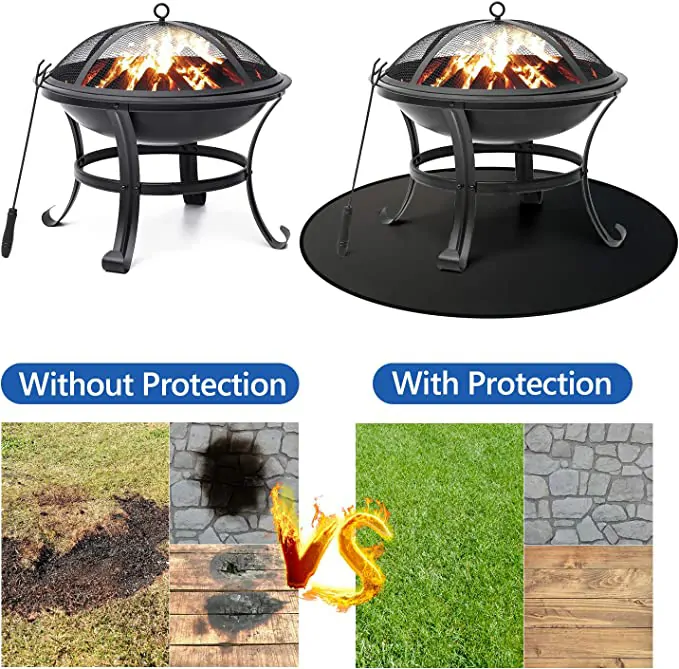 The difference between with and without fire pit mat