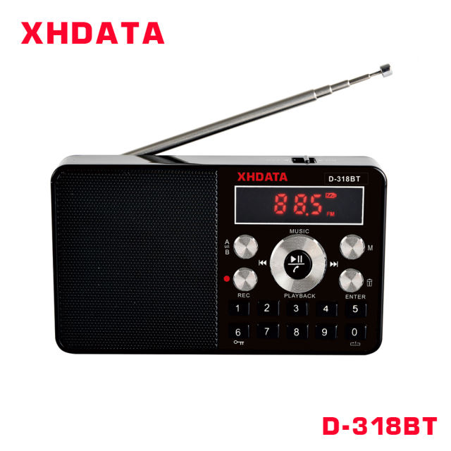 XHDATA D-318BT mini mp3 player Fm portable stereo radio TF card recording   speaker +8G TF card