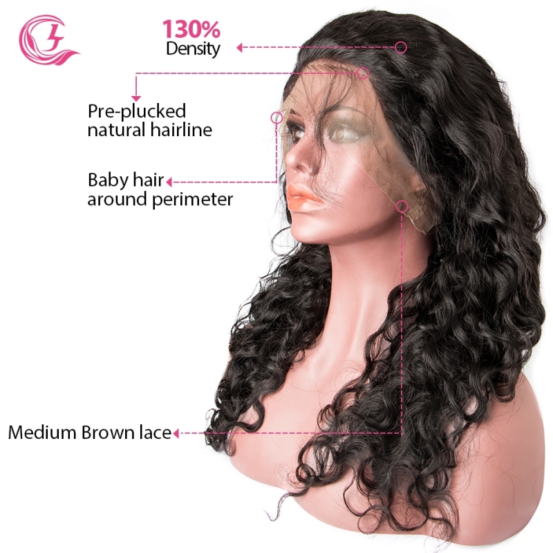 Indian Wave Full Lace Wig  Virgin Hair  130% Density  Medium Brown Lace Wholesale