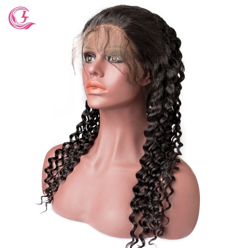 Virgin Hair Deep Wave Lace Front Wig 130% Density  Medium Brown Lace Wholesale