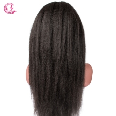 Virgin Hair Yaki Straight Lace Front Wig 130% Density  Medium Brown Lace Wholesale