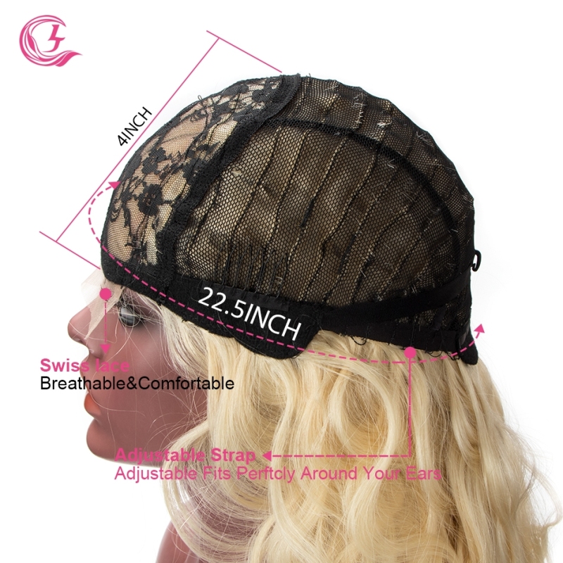 Raw Hair 613# Body Wave Front Lace Wig  Make By Three Bundles+A Closure Small Cap Transperant Lace  Wholesale