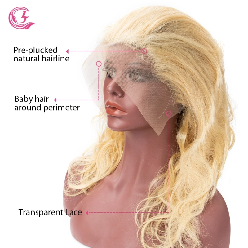 Raw Hair 613# Body Wave Front Lace Wig  Make By Three Bundles+A Frontal  Small Cap Transperant Lace