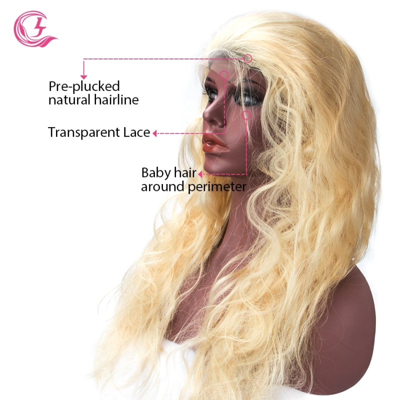 Raw Hair 613# Body Wave Front Lace Wig  Make By Three Bundles+A Closure Small Cap Transperant Lace  Wholesale