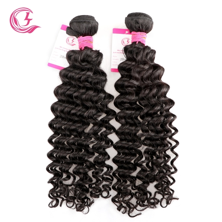 Unprocessed Raw Hair Deep Wave Bundle Natural black color 100g With Double Weft