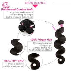 Virgin Hair of Body Wave Bundle Natural black color 100g With Double Weft For Medium High Market