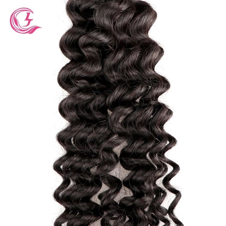 Unprocessed Raw Hair Deep Wave Bundle Natural black color 100g With Double Weft