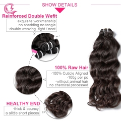 Unprocessed Raw Hair indian wave Bundle Natural black color 100g With Double Weft