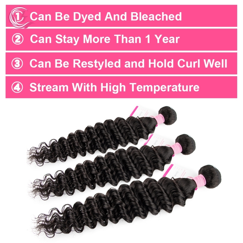 Virgin Hair of Deep curly Bundle Natural black color 100g With Double Weft For Medium High Market