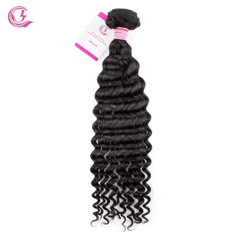 Virgin Hair of Deep Wave Bundle Natural black color 100g With Double Weft For Medium High Market