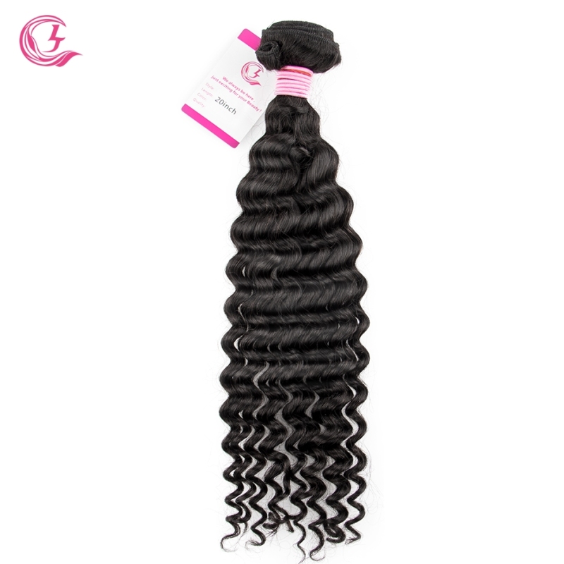 Virgin Hair of Deep Wave Bundle Natural black color 100g With Double Weft For Medium High Market