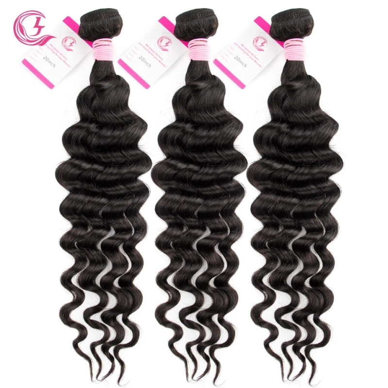 Virgin Hair of Ocean Curly Bundle Natural black color 100g With Double Weft For Medium High Market