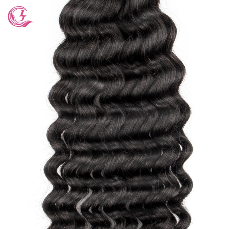 Virgin Hair of Deep Wave Bundle Natural black color 100g With Double Weft For Medium High Market