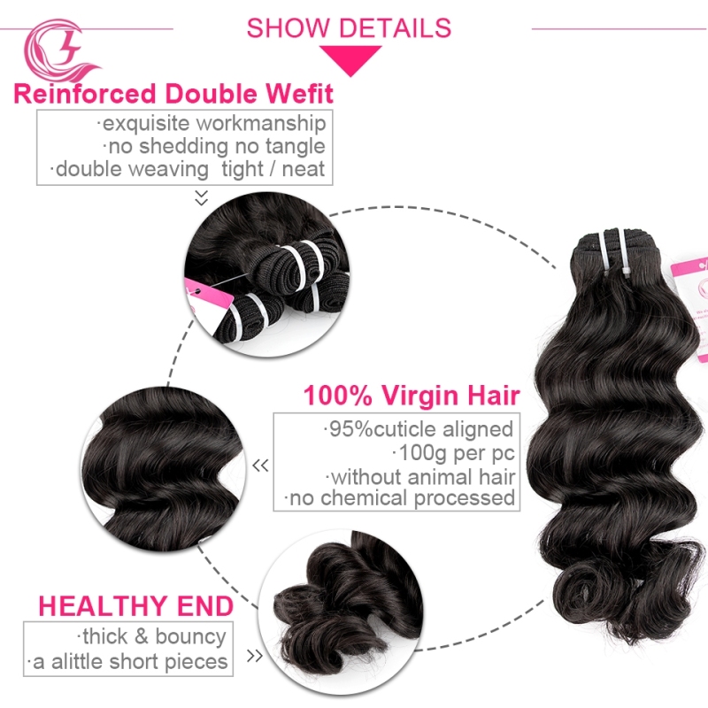 Virgin Hair of indian wave Bundle Natural black color 100g With Double Weft For Medium High Market