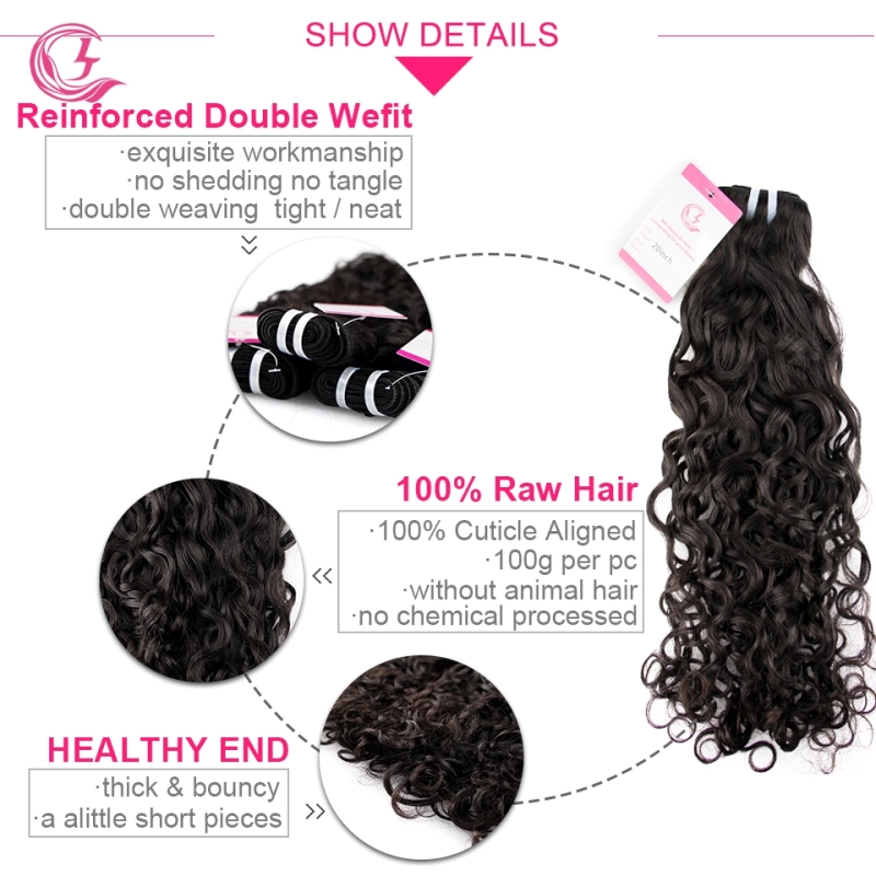 Unprocessed Raw Hair Natural Wave Bundle Natural black color 100g With Double Weft