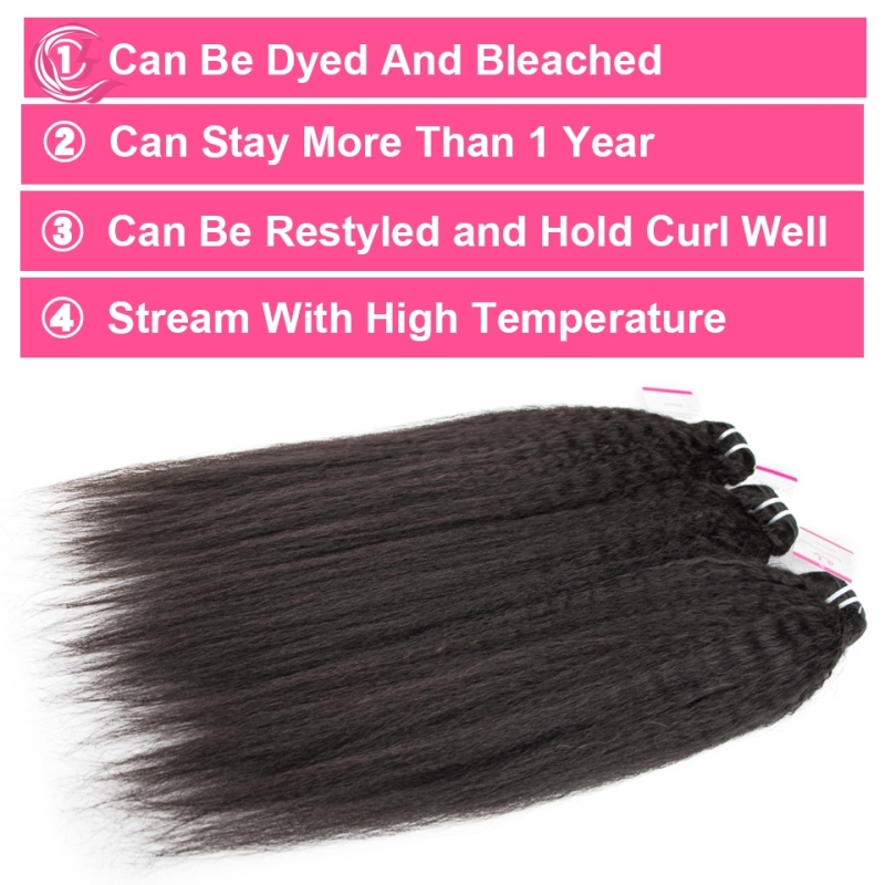 Virgin Hair of Yaki Straight Bundle Natural black color 100g With Double Weft For Medium High Market