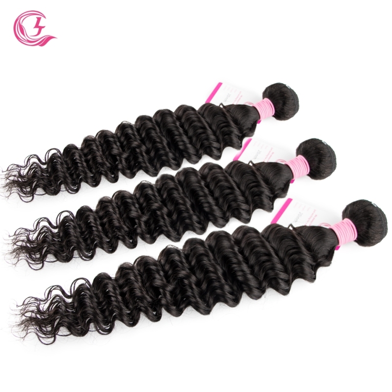 Virgin Hair of Deep curly Bundle Natural black color 100g With Double Weft For Medium High Market