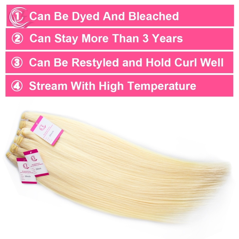 Unprocessed Raw Hair Straight Bundle #613 Blonde 100g With Double Weft