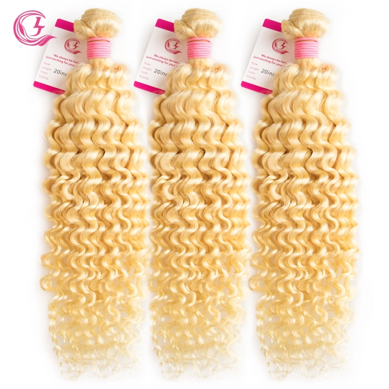 Virgin Hair of Deep Wave Bundle #613 Blonde 100g With Double Weft For Medium High Market